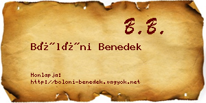 Bölöni Benedek névjegykártya